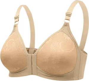 Front Closure Bra for Women 2025 Push Up Wirefree Bra Seamless Comfort Soft Brassiere with Adjustable Straps