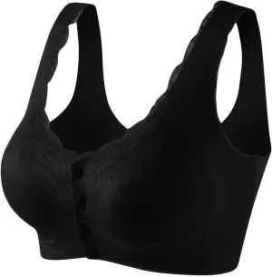 Front Closure Bras for Women Plus Size Push Up No Underwire Bralette Soft Comfy Breathable Full Coverage Underwear