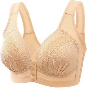 Front Snap Everyday Bras for Older Women Daisy Wirefree Push Up Bra Plus Bralettes Senior Ultra Soft