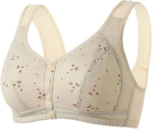 Front Snap Everyday Bras for Older Women Daisy Wirefree Push Up Bra Plus Bralettes Senior Ultra Soft