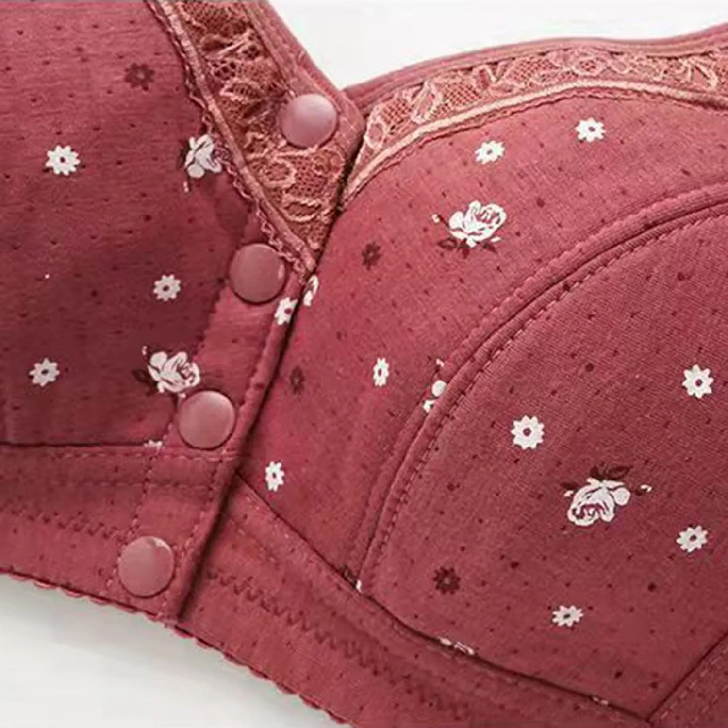 Front Snap Everyday Bras for Older Women Daisy Wirefree Push Up Bra Plus Bralettes Senior Ultra Soft