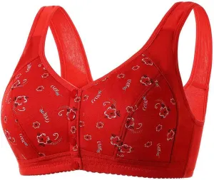 Front Snap Everyday Bras for Older Women Daisy Wirefree Push Up Bra Plus Bralettes Senior Ultra Soft