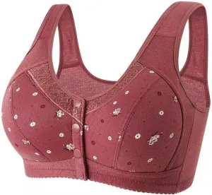 Front Snap Everyday Bras for Older Women Daisy Wirefree Push Up Bra Plus Bralettes Senior Ultra Soft
