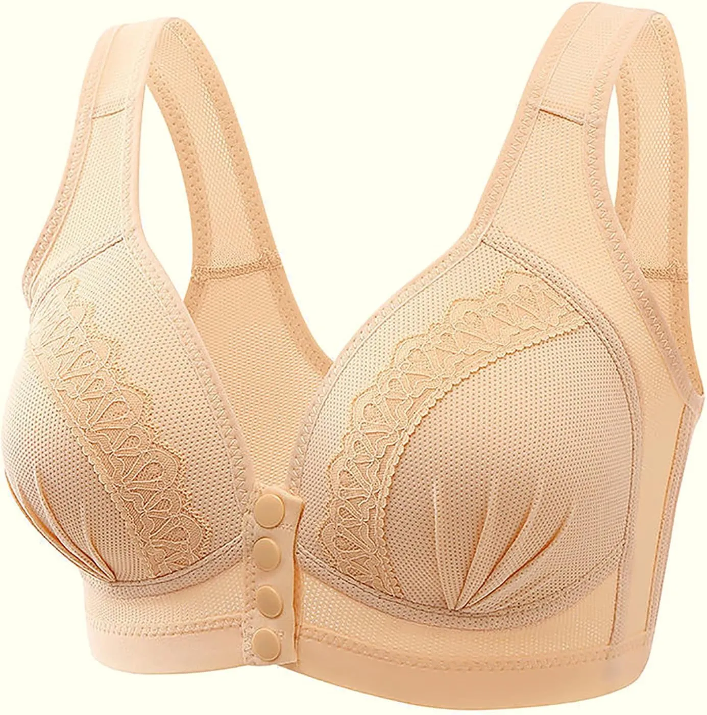 Front Snap Everyday Bras for Older Women Daisy Wirefree Push Up Bra Plus Bralettes Senior Ultra Soft