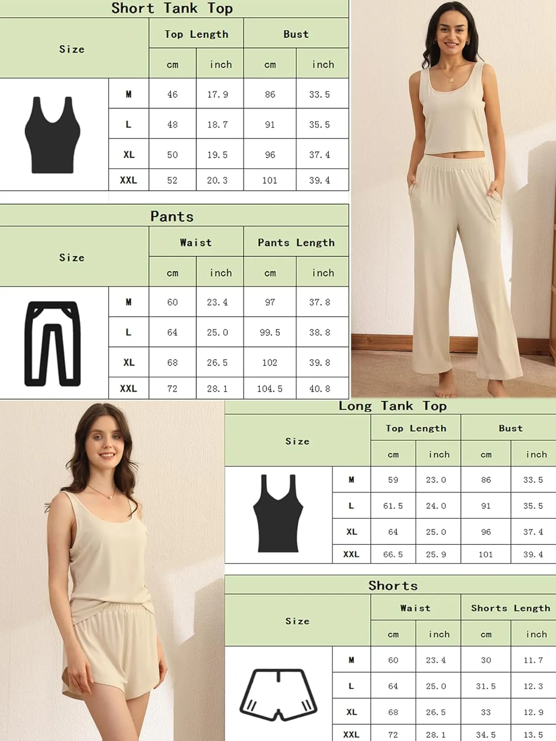 ft FENTENG Women's Ribbed Knit Pajama Set Soft & Breathable 4-Piece Lounge Set, Crop Top, Shorts & Pants, Cozy Casual Outfits