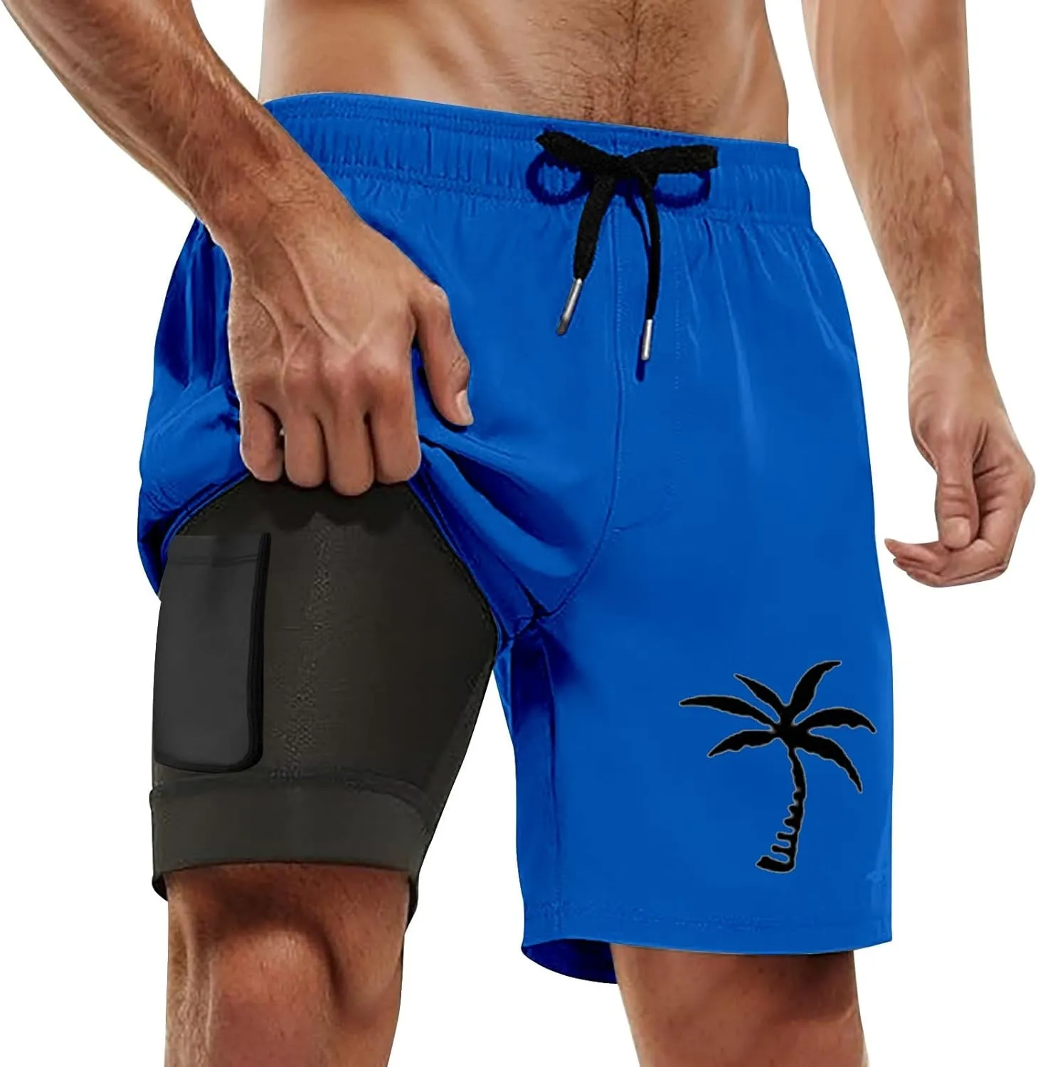 Fxbar Men's Swim Trunks 5 inch Quick Dry Board Shorts with Zipper Pockets Mesh Lining Bathing Suit Beach Shorts