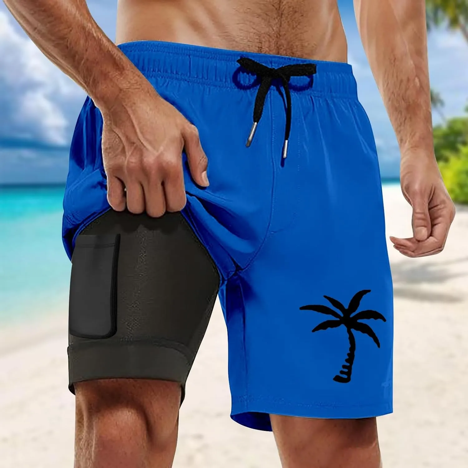 Fxbar Men's Swim Trunks 5 inch Quick Dry Board Shorts with Zipper Pockets Mesh Lining Bathing Suit Beach Shorts
