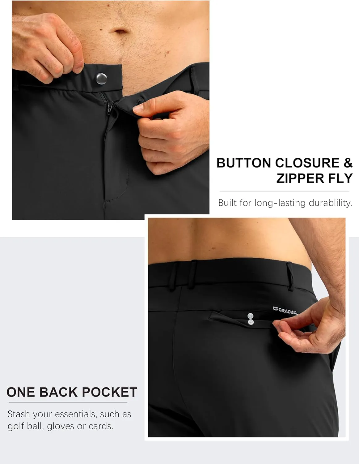 G Gradual Men's Stretch Golf Joggers with 3 Pockets Slim Fit Sweatpants Work Dress Casual Pants for Men with Belt Loops