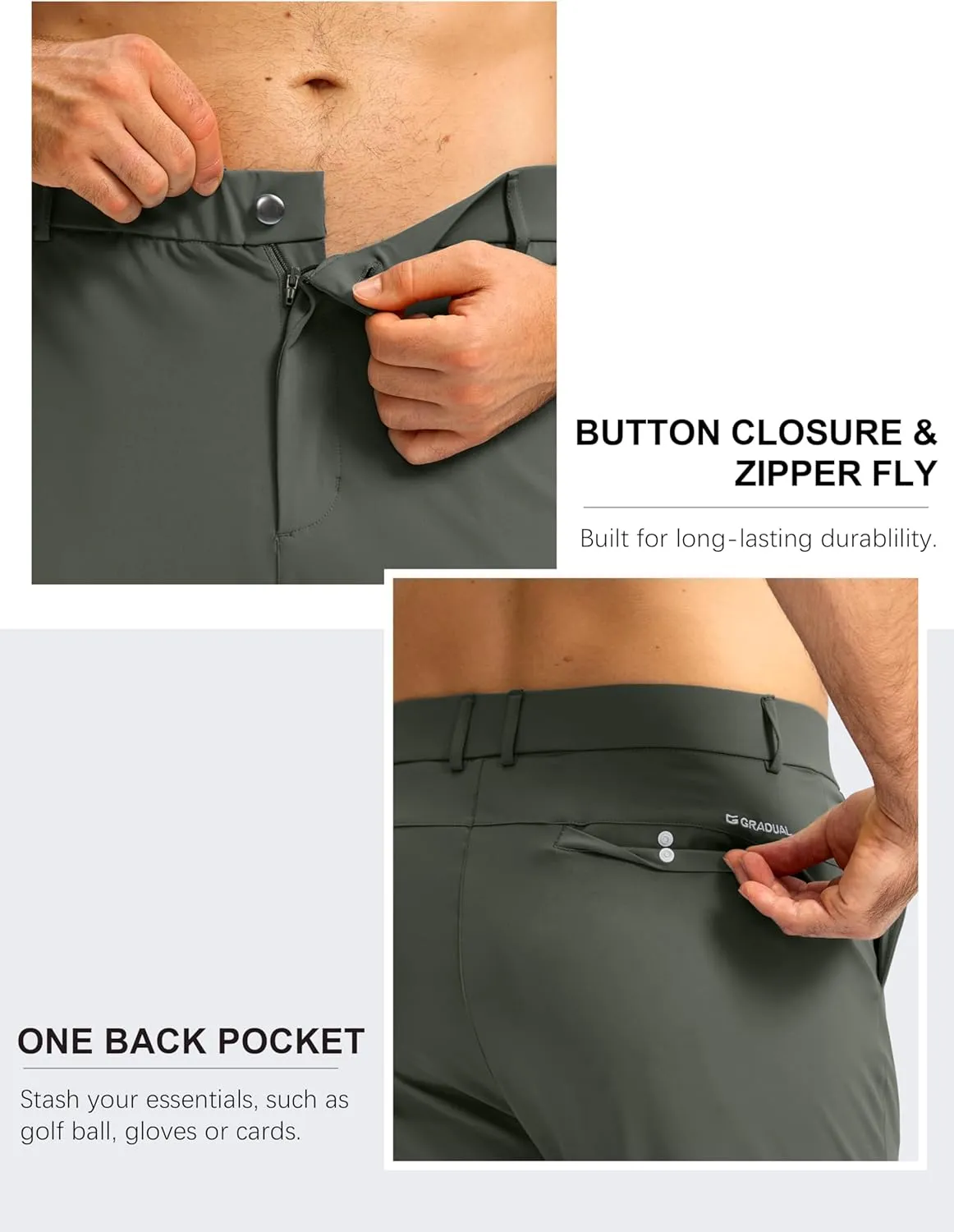 G Gradual Men's Stretch Golf Joggers with 3 Pockets Slim Fit Sweatpants Work Dress Casual Pants for Men with Belt Loops