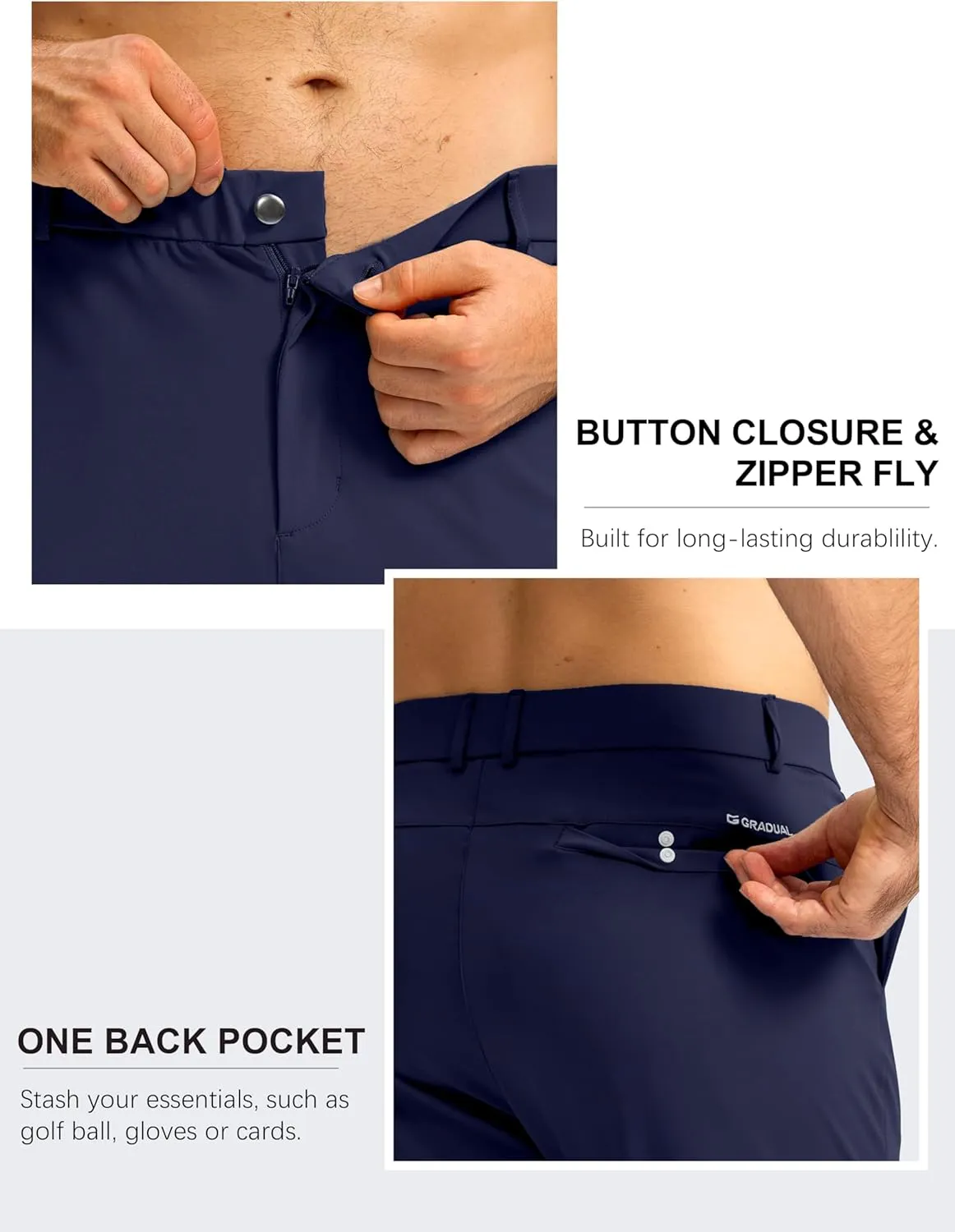 G Gradual Men's Stretch Golf Joggers with 3 Pockets Slim Fit Sweatpants Work Dress Casual Pants for Men with Belt Loops