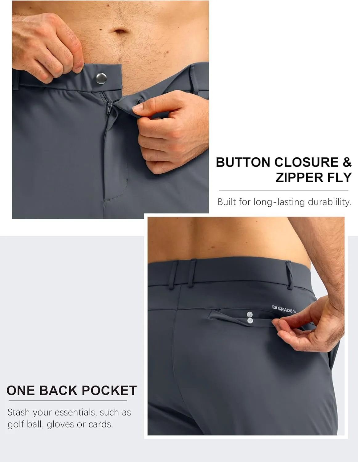 G Gradual Men's Stretch Golf Joggers with 3 Pockets Slim Fit Sweatpants Work Dress Casual Pants for Men with Belt Loops