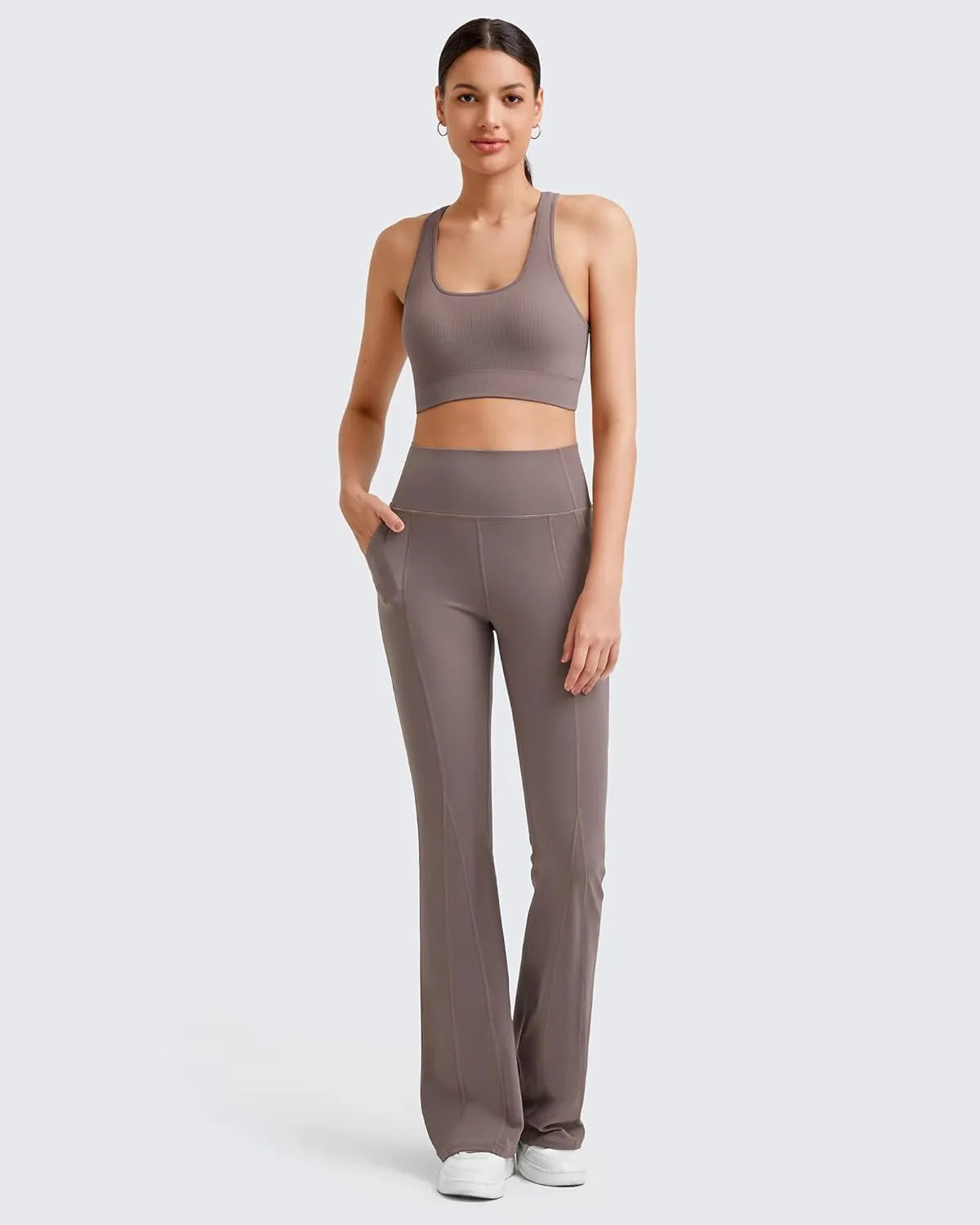 G4Free BareFeel Flare Yoga Pants Women High Waisted Flared Leggings with Pockets Casual Bootcut Pants Petite/Regular/Tall