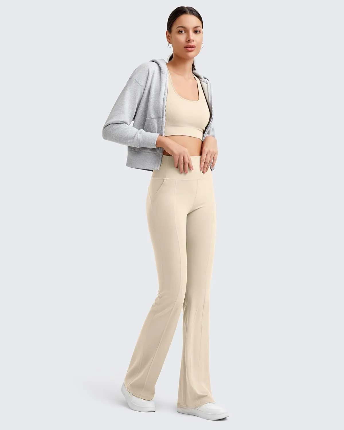G4Free BareFeel Flare Yoga Pants Women High Waisted Flared Leggings with Pockets Casual Bootcut Pants Petite/Regular/Tall