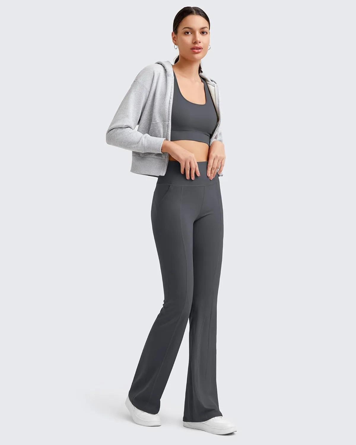 G4Free BareFeel Flare Yoga Pants Women High Waisted Flared Leggings with Pockets Casual Bootcut Pants Petite/Regular/Tall