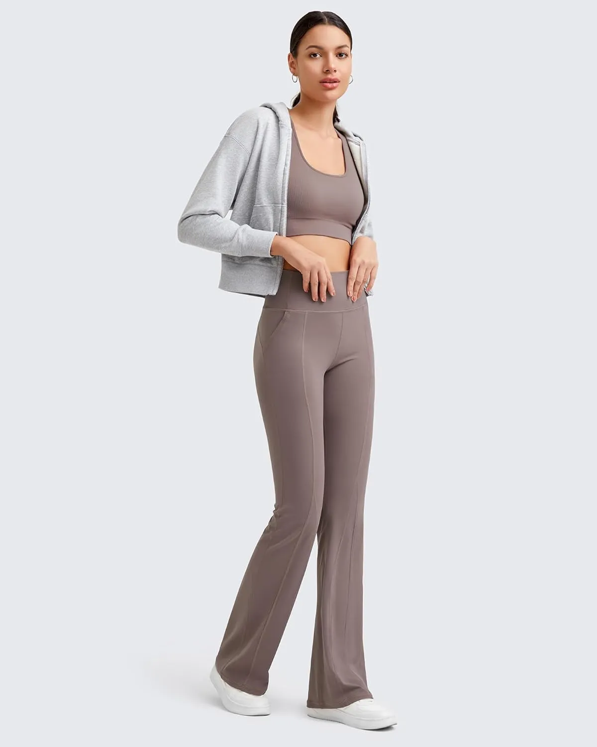 G4Free BareFeel Flare Yoga Pants Women High Waisted Flared Leggings with Pockets Casual Bootcut Pants Petite/Regular/Tall