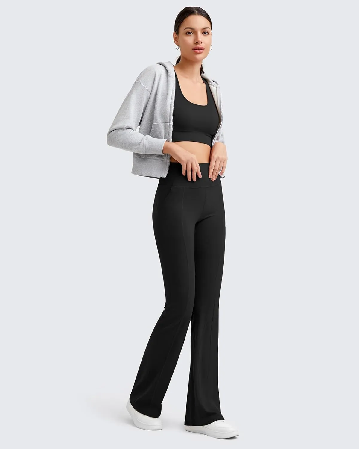 G4Free BareFeel Flare Yoga Pants Women High Waisted Flared Leggings with Pockets Casual Bootcut Pants Petite/Regular/Tall