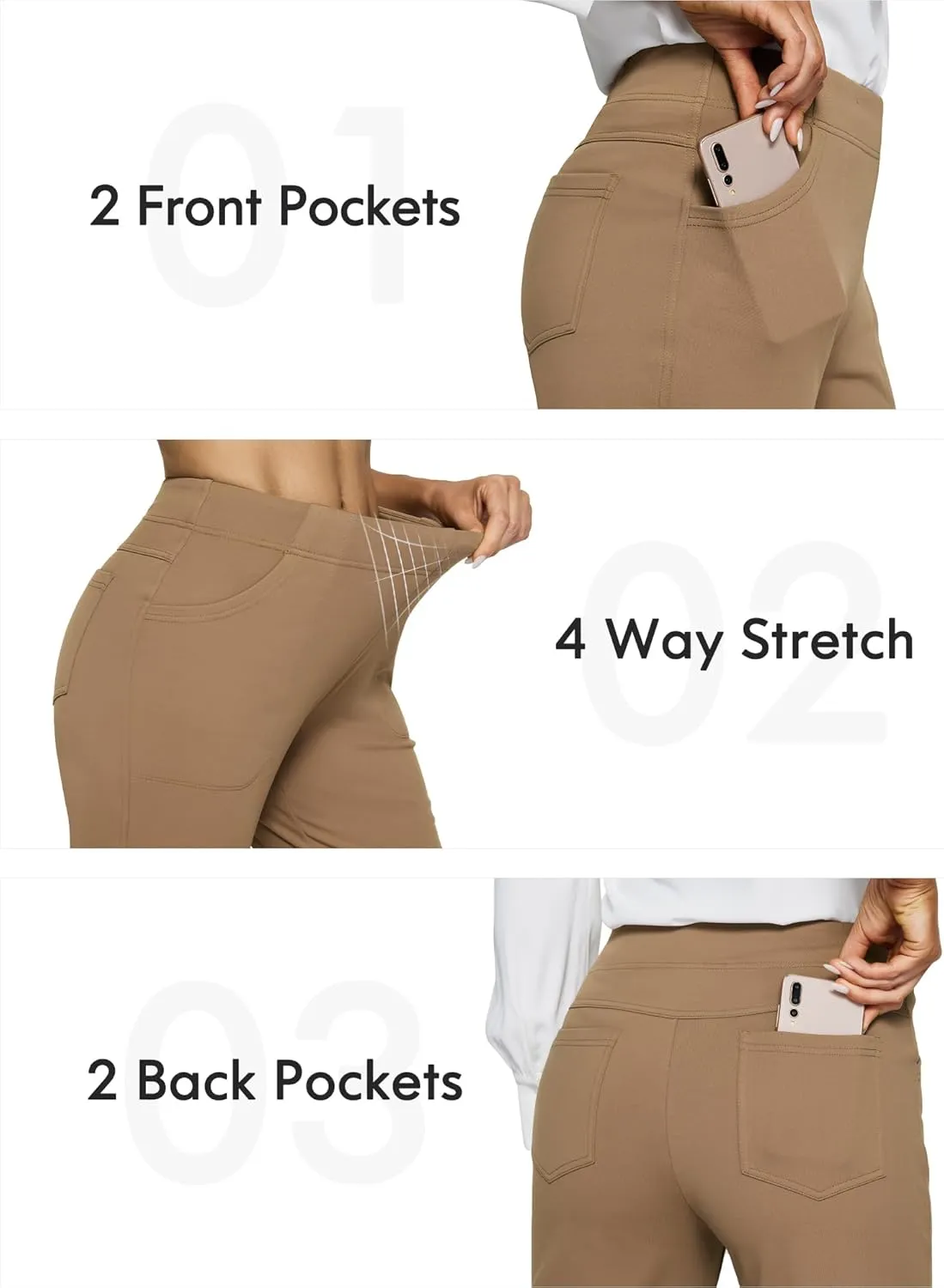 G4Free Fleece Lined Pants for Women Yoga Pants with Pockets Flare Leggings High Waisted Bootcut Dress Winter Work Slacks