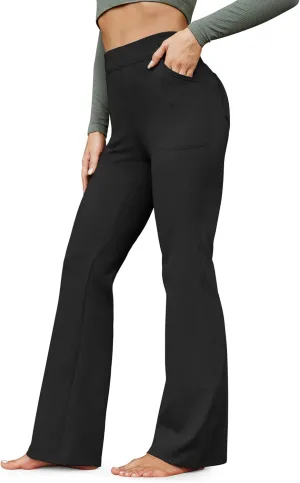 G4Free Fleece Lined Pants for Women Yoga Pants with Pockets Flare Leggings High Waisted Bootcut Dress Winter Work Slacks