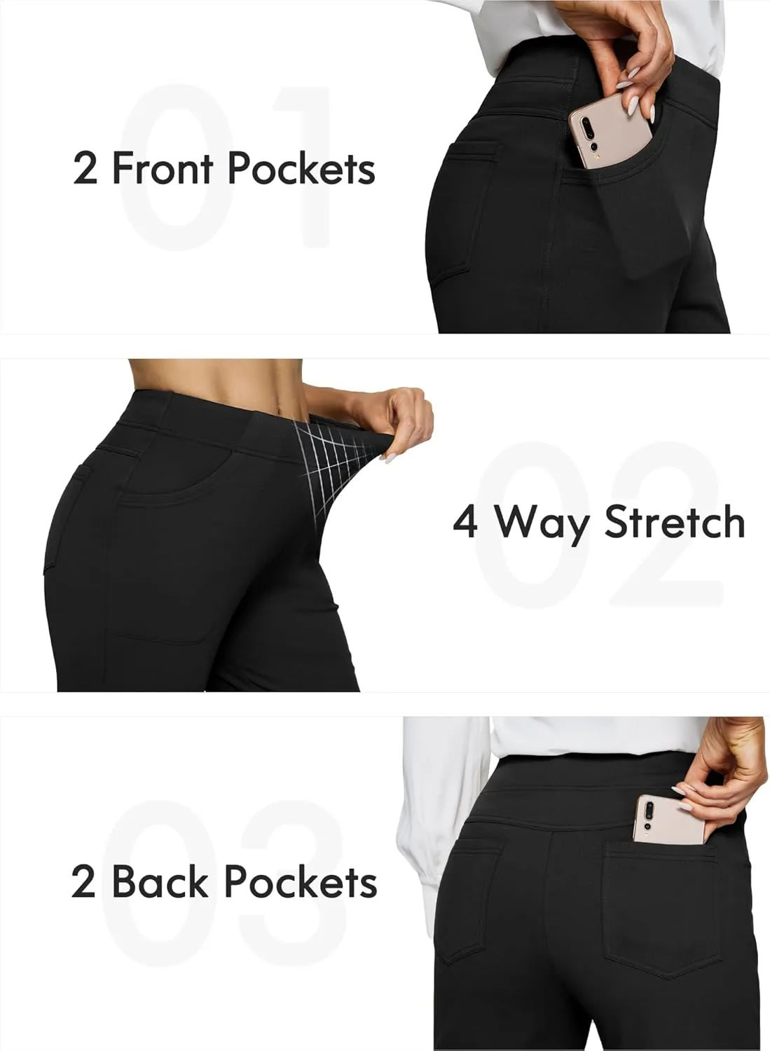 G4Free Fleece Lined Pants for Women Yoga Pants with Pockets Flare Leggings High Waisted Bootcut Dress Winter Work Slacks