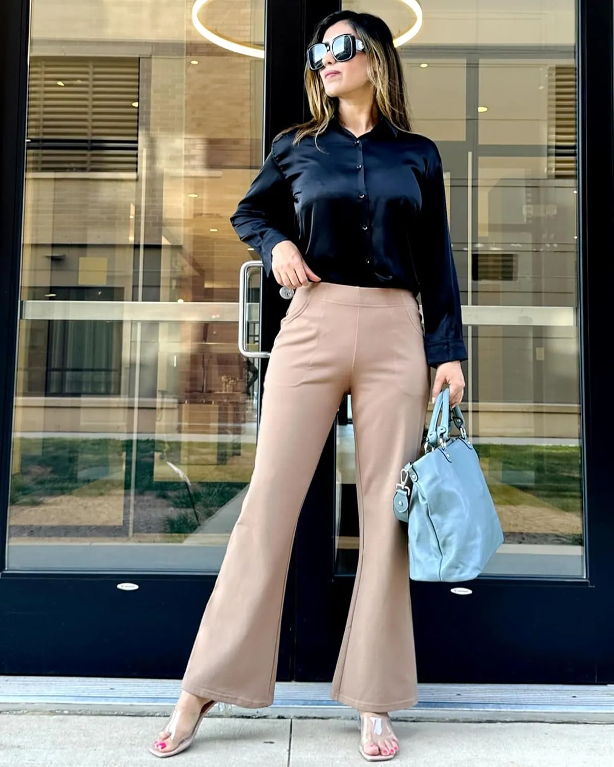 G4Free Fleece Lined Pants for Women Yoga Pants with Pockets Flare Leggings High Waisted Bootcut Dress Winter Work Slacks