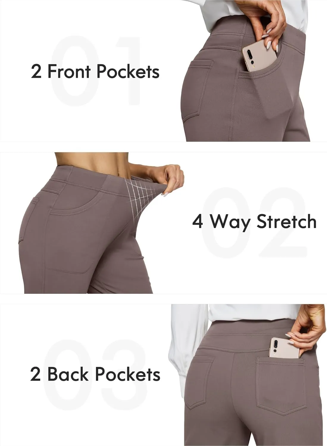 G4Free Fleece Lined Pants for Women Yoga Pants with Pockets Flare Leggings High Waisted Bootcut Dress Winter Work Slacks
