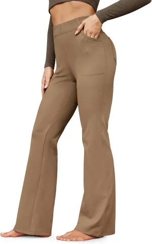 G4Free Fleece Lined Pants for Women Yoga Pants with Pockets Flare Leggings High Waisted Bootcut Dress Winter Work Slacks
