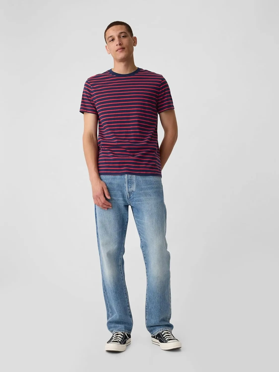 GAP Men's Everyday Soft Stripe Crewneck T-Shirt Tee