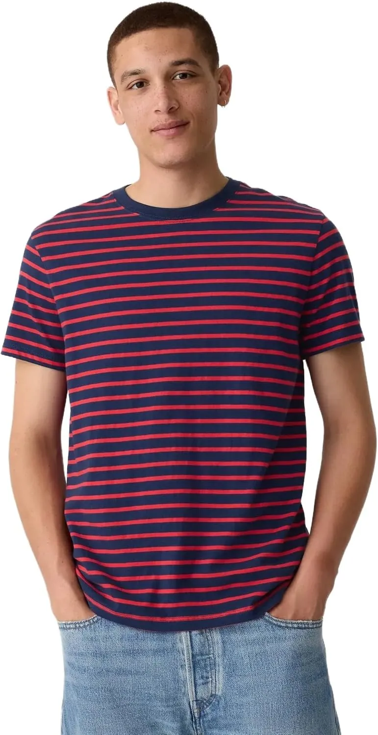 GAP Men's Everyday Soft Stripe Crewneck T-Shirt Tee
