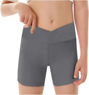 Girls Boys B𝗶ke Shorts Volleyball Spandex Shorts Kids Pull on Dance Yoga Workout Athletic Running Compression Short