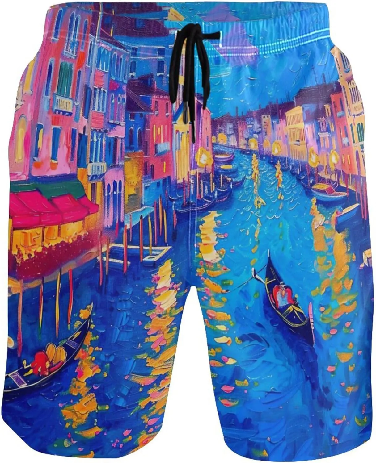 Grand Canal Venice Night Paintings Swim Trunks Men Cute Board Swimming Shorts Vacation Elastic Waist Quick Dry S