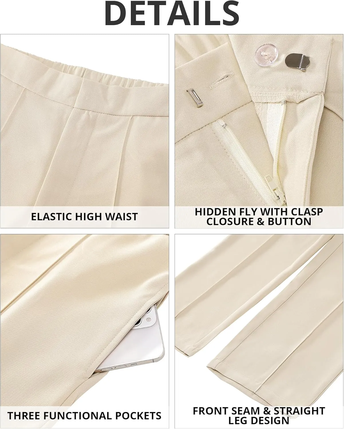 GRAPENT Dress Pants Women High Waisted Work Pants Dressy Casual Straight Leg Elastic Waist Cropped Trousers Ankle Slacks