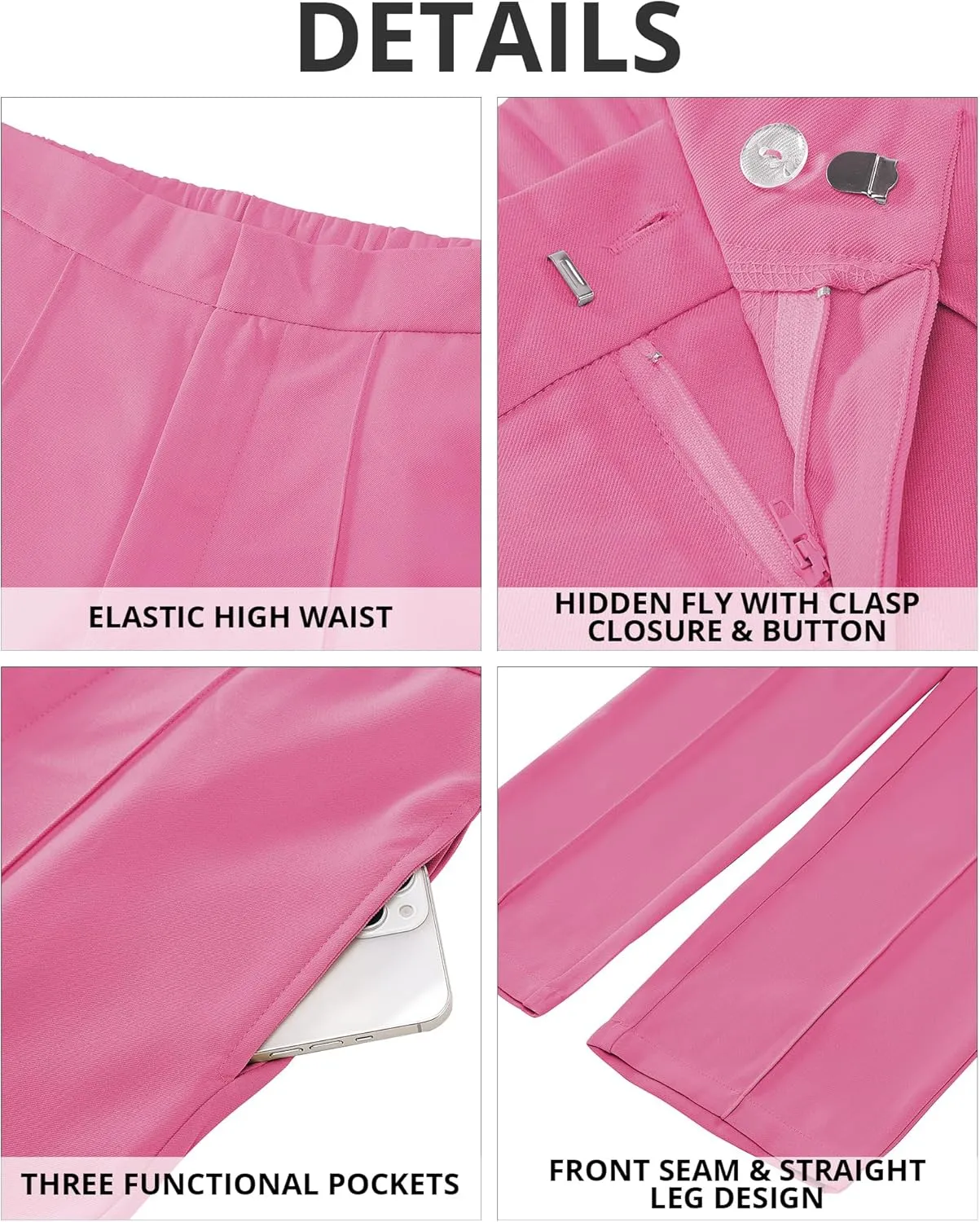 GRAPENT Dress Pants Women High Waisted Work Pants Dressy Casual Straight Leg Elastic Waist Cropped Trousers Ankle Slacks