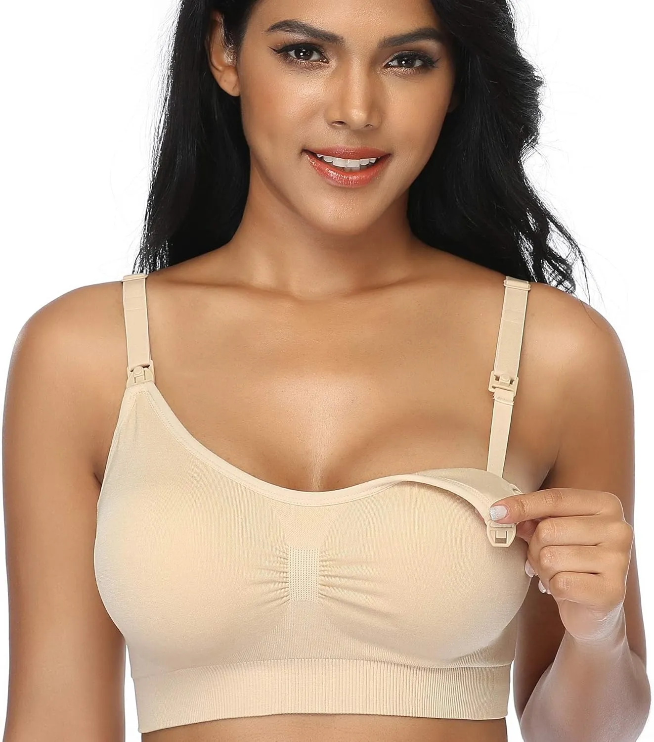 GXXGE 4Pack Nursing Bra for Breastfeeding Maternity Bras Push Up Silk Seamless Pregnancy Bralette Underwear