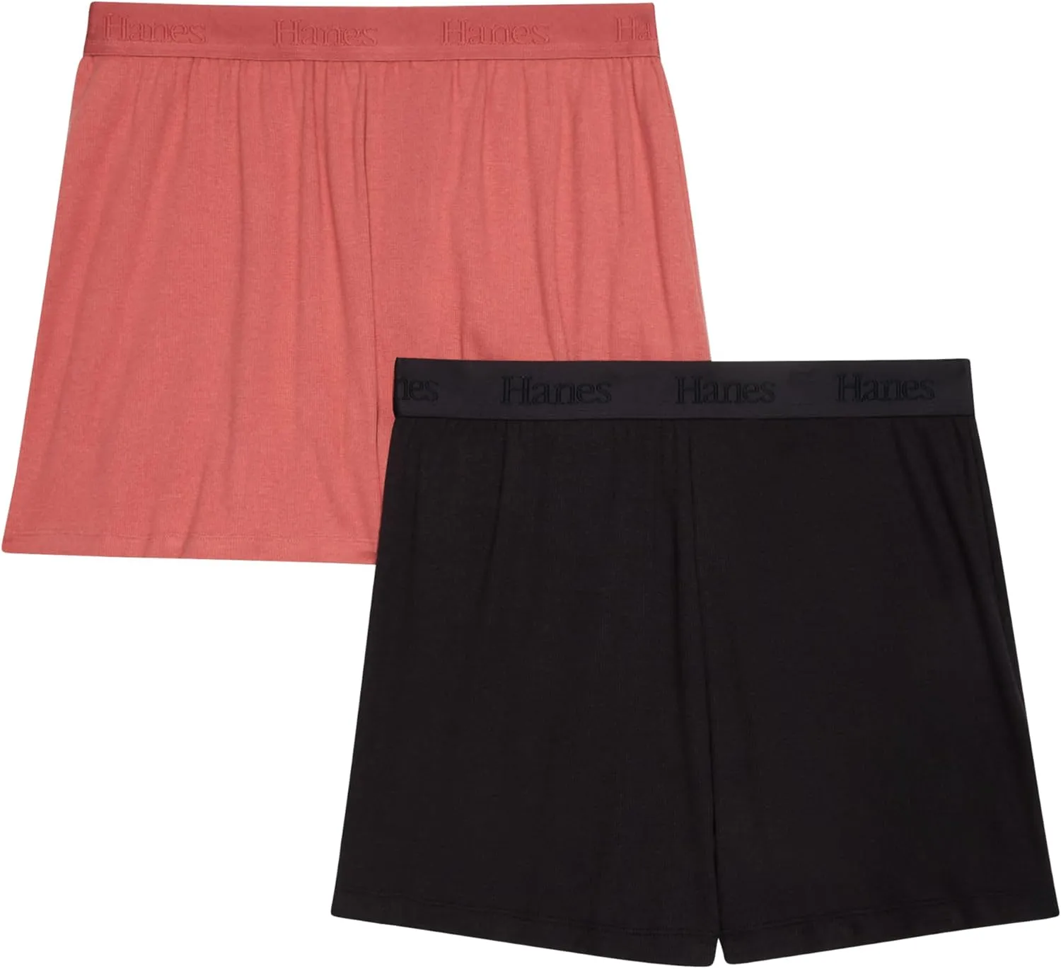 Hanes Women's Originals Sleep, 2-Pack, Comfywear Supersoft Rib Lounge Shorts, Loungewear Pack