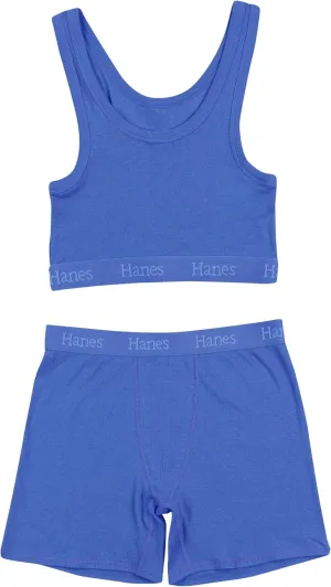 Hanes Women's Originals SuperSoft Comfywear 2 Piece Lounge Crop Top & Boxer Shorts Loungewear Set