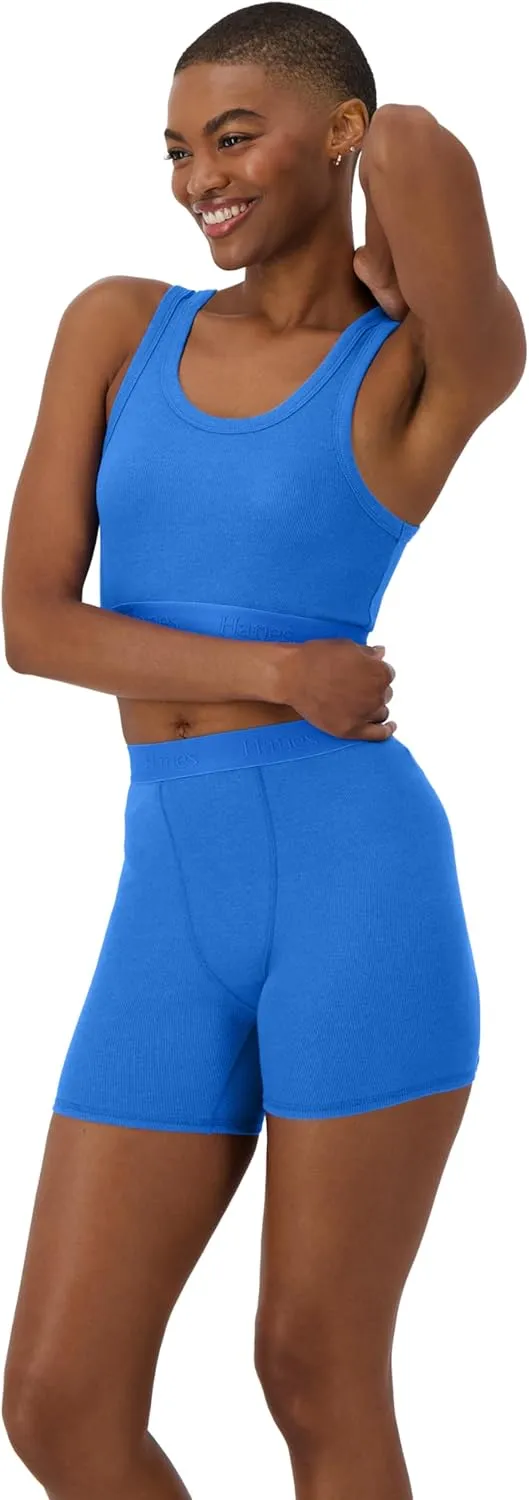 Hanes Women's Originals SuperSoft Comfywear 2 Piece Lounge Crop Top & Boxer Shorts Loungewear Set