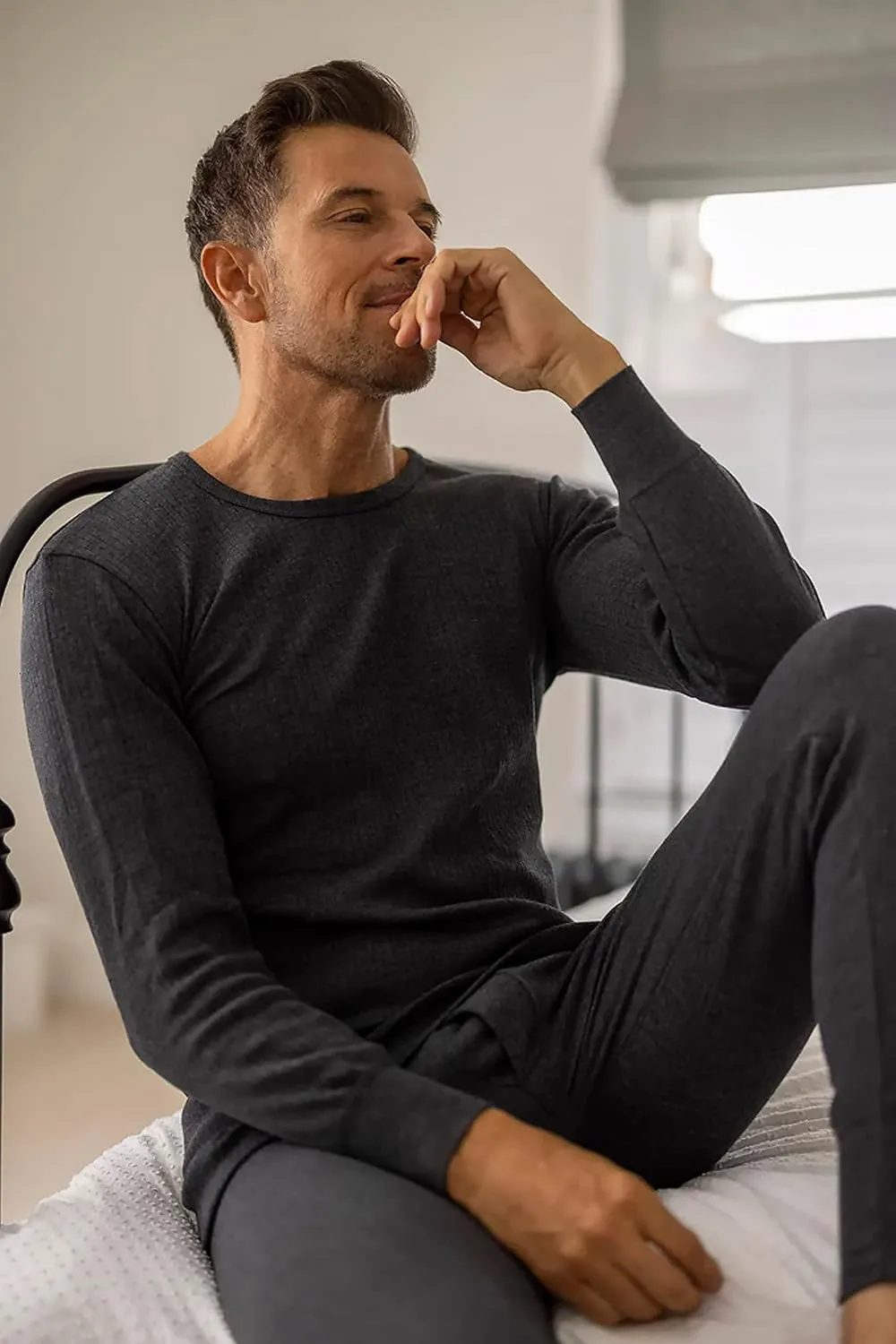HEAT HOLDERS Mens Thermal Underwear Set Winter Long Sleeve Top & Long Johns