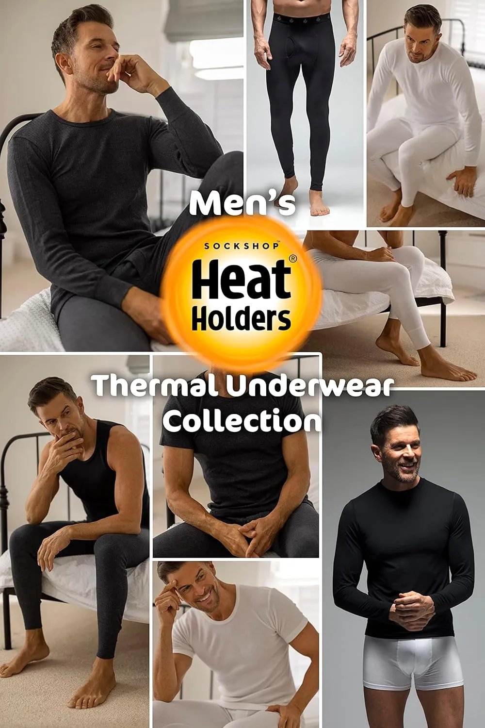 HEAT HOLDERS Mens Thermal Underwear Set Winter Long Sleeve Top & Long Johns