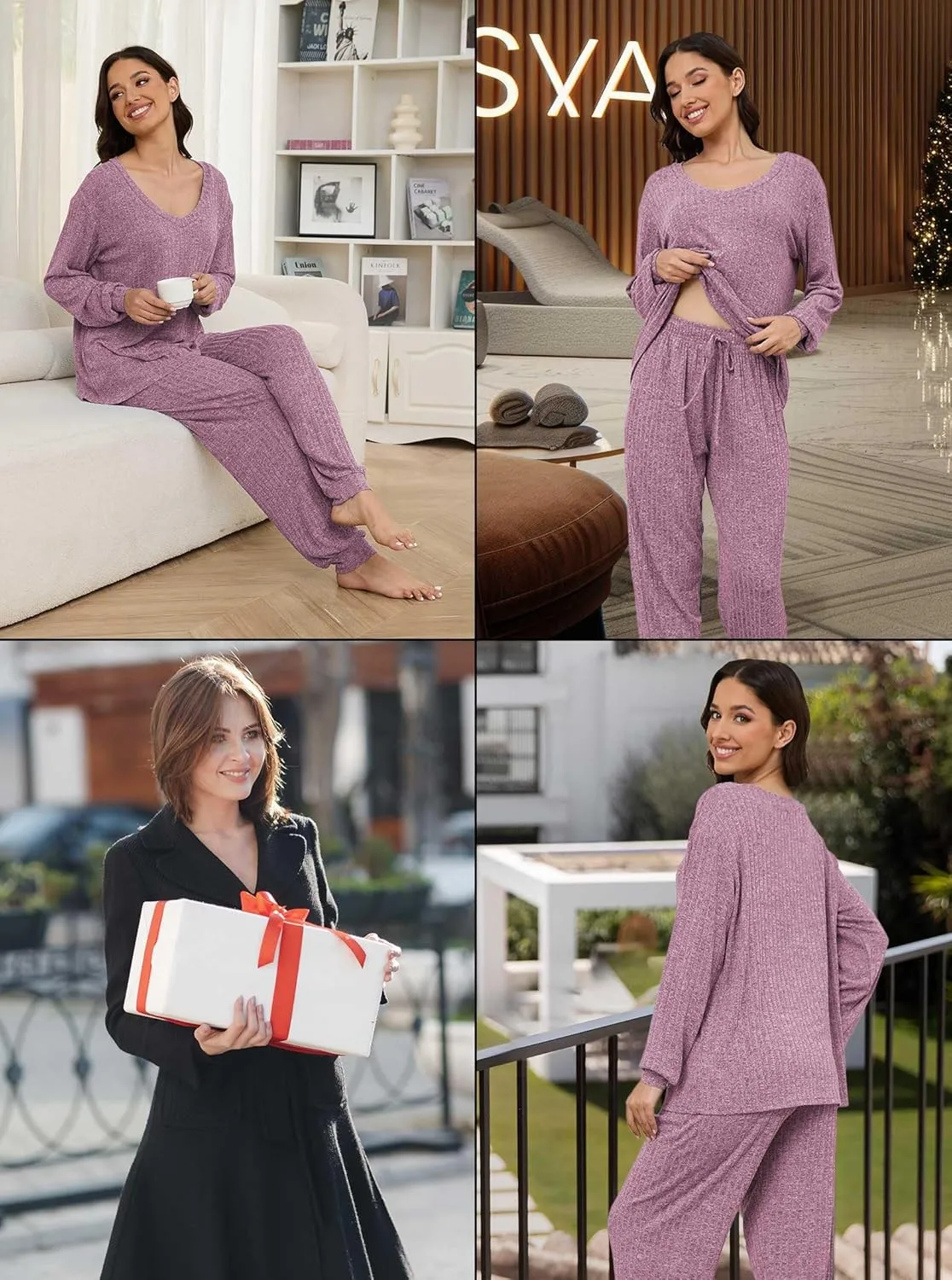 Hellomamma Women Pajama Sets 2 Piece: Long Sleeve Lounge Sets Pjs Casual Ladies Fall Outfit Pj Sleepwear With Pockets