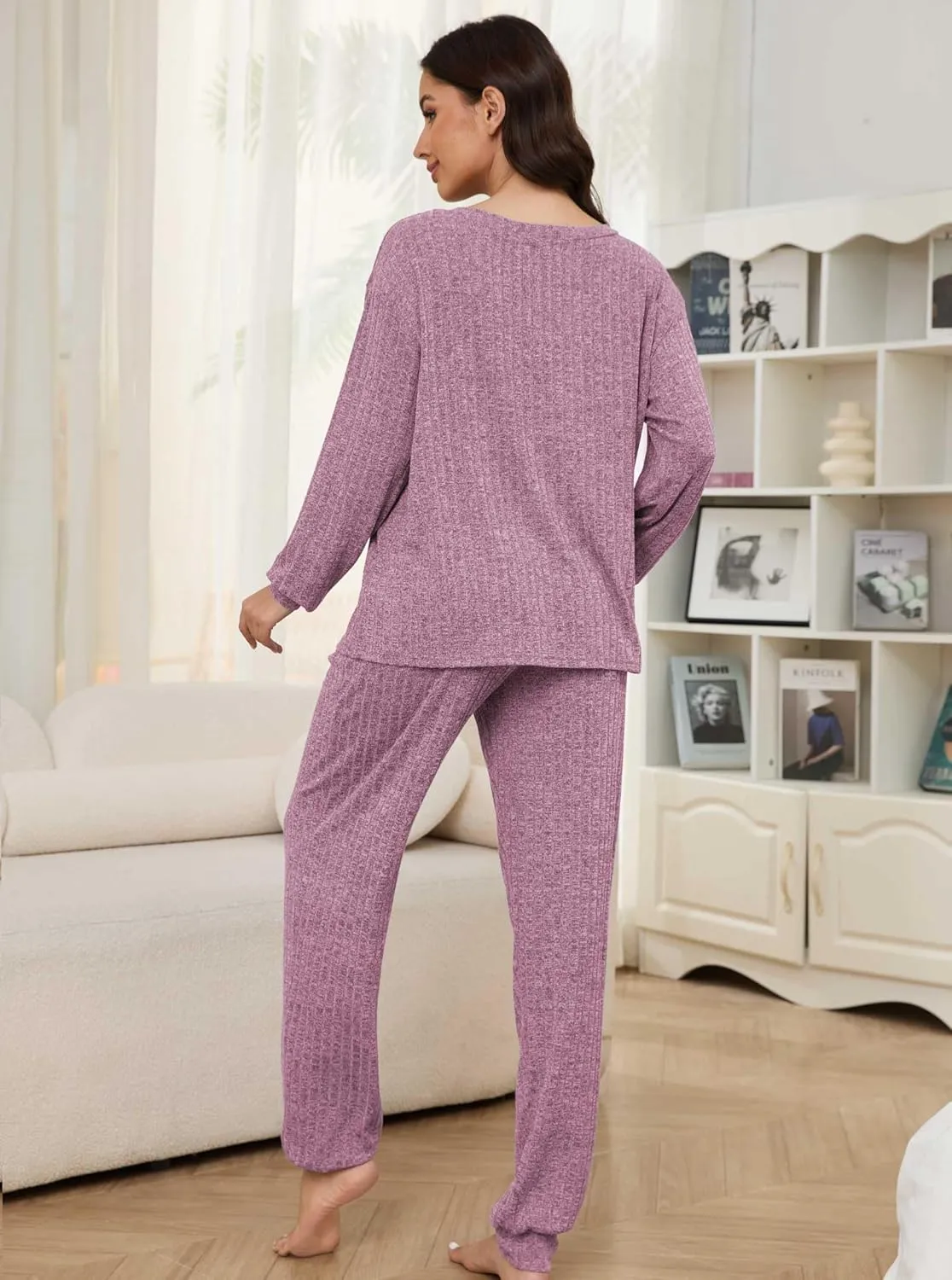 Hellomamma Women Pajama Sets 2 Piece: Long Sleeve Lounge Sets Pjs Casual Ladies Fall Outfit Pj Sleepwear With Pockets