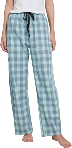 HiddenValor Women Lightweight Woven Cotton Plaid Pajama Lounge Pants With Pockets