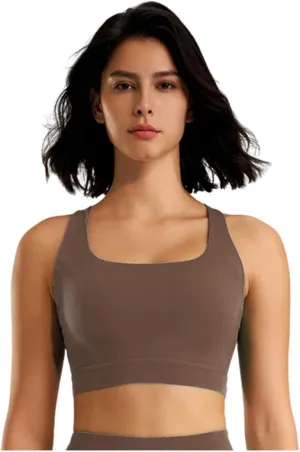 High Impact Sports Bras for Women Quick Dry Running Workout Bra Seamless Criss Cross Back Athletic Top Underwear