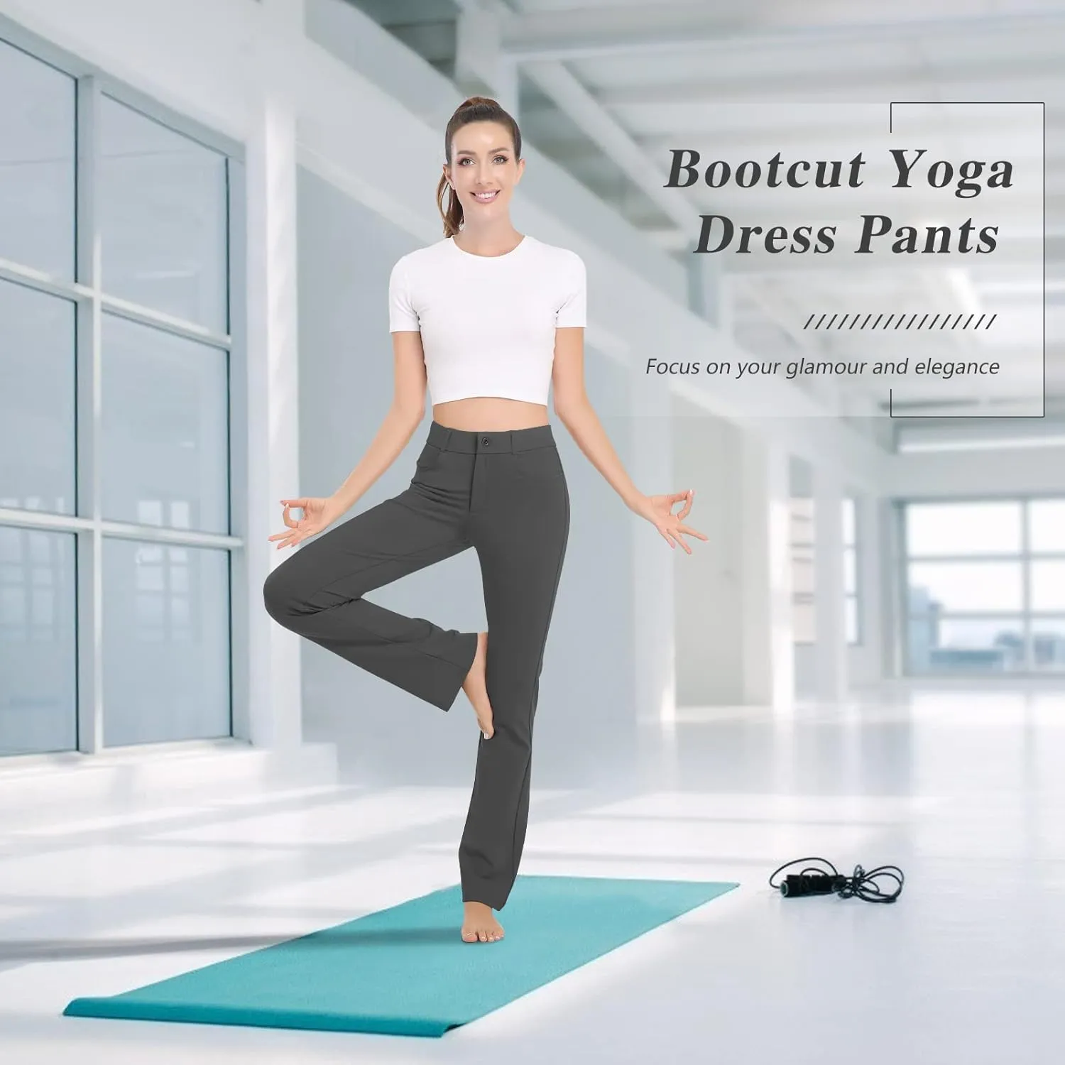 HISKYWIN Womens Dress Pants Stretch Work Office Business Slacks Comfy Yoga Golf Pants with Pockets