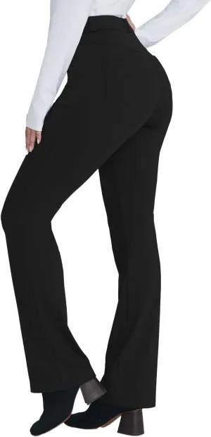 Hiverlay Dress Pants for Women Stretchy Pull On Straight Leg Trouser with Pockets