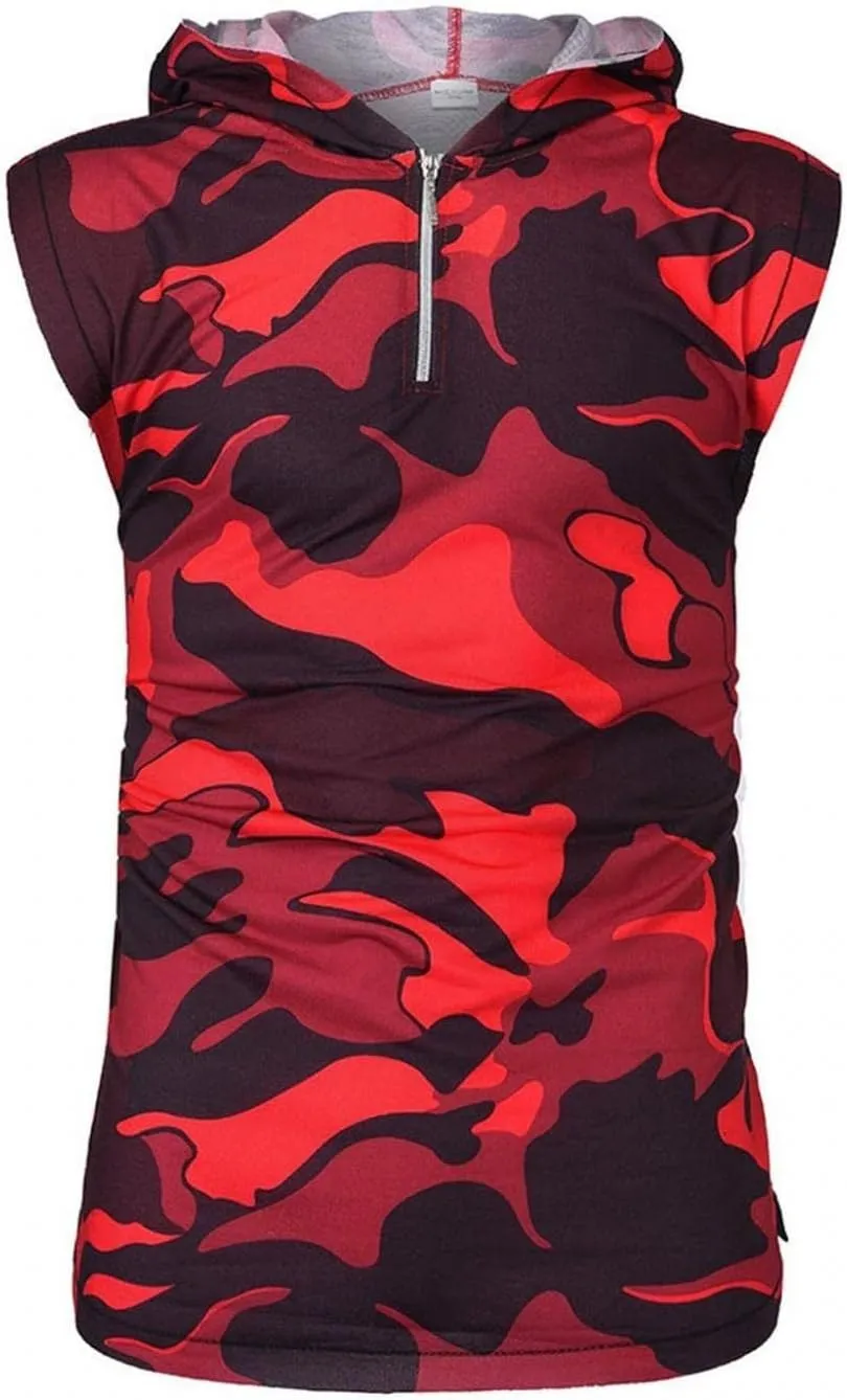 Hoodies for Men Men's Workout Hooded Tank Tops Sports Training Sleeveless Hoodies Bodybuilding Cut Off Muscle Shirt