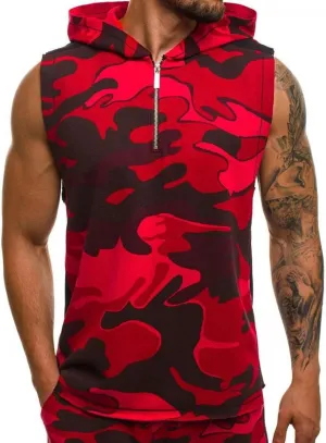 Hoodies for Men Men's Workout Hooded Tank Tops Sports Training Sleeveless Hoodies Bodybuilding Cut Off Muscle Shirt
