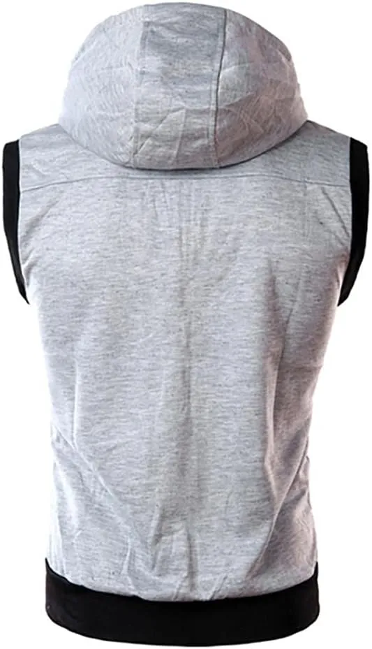 Hoodies for Men Men's Workout Sleeveless Shirts Muscle Hooded Tank Gym Fitness Quick Dry Sleeveless Hoodies Zip Tops
