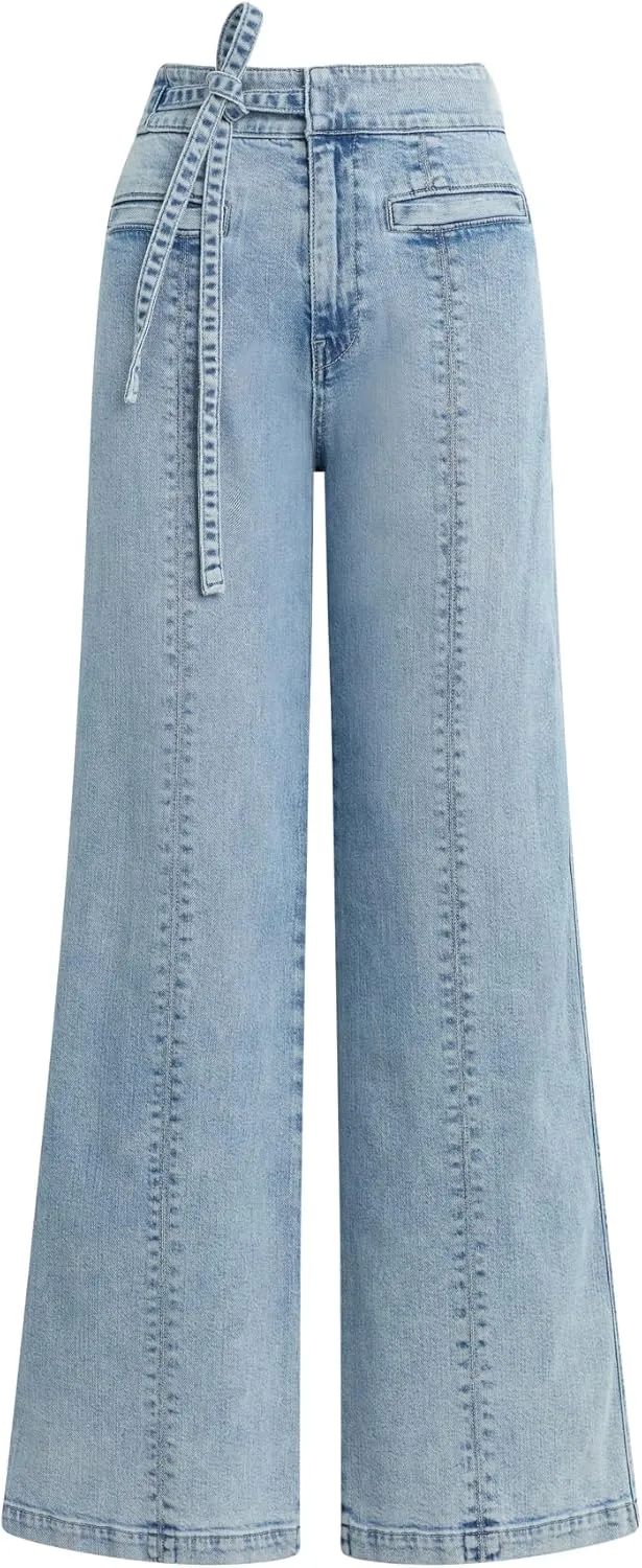 HUDSON Women's Tie Waist Wide Leg Trouser