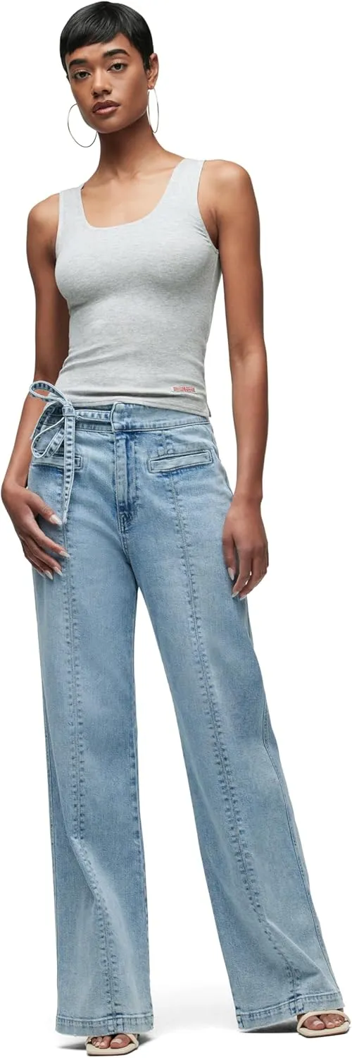 HUDSON Women's Tie Waist Wide Leg Trouser