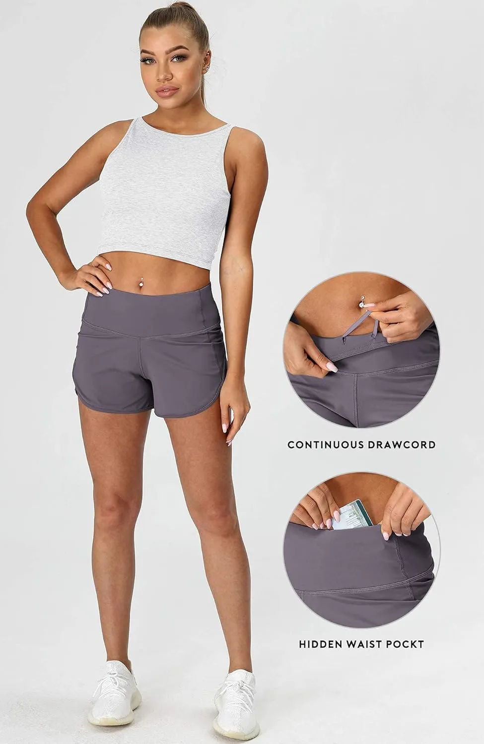 icyzone Women's Quick-Dry Athletic Running Workout Yoga Shorts - 3 Inches